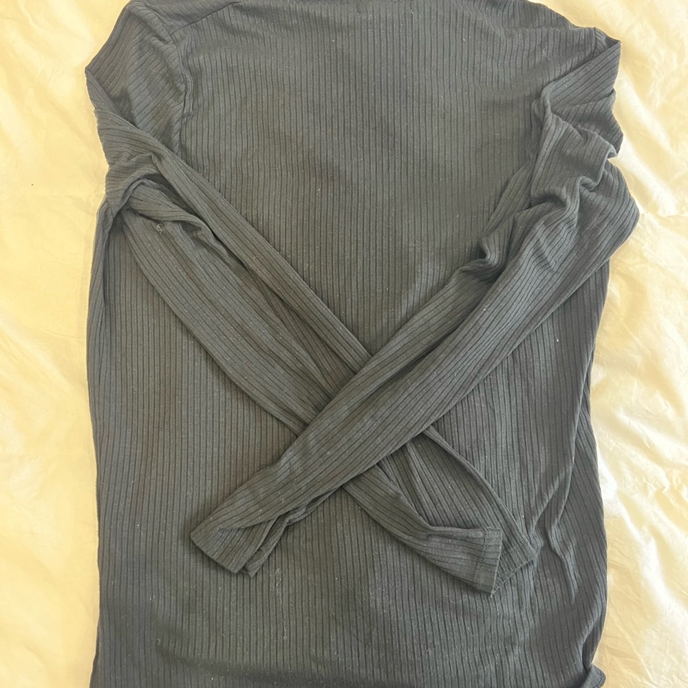 Madewell Ribbed Long Sleeve Top - Dark Gray